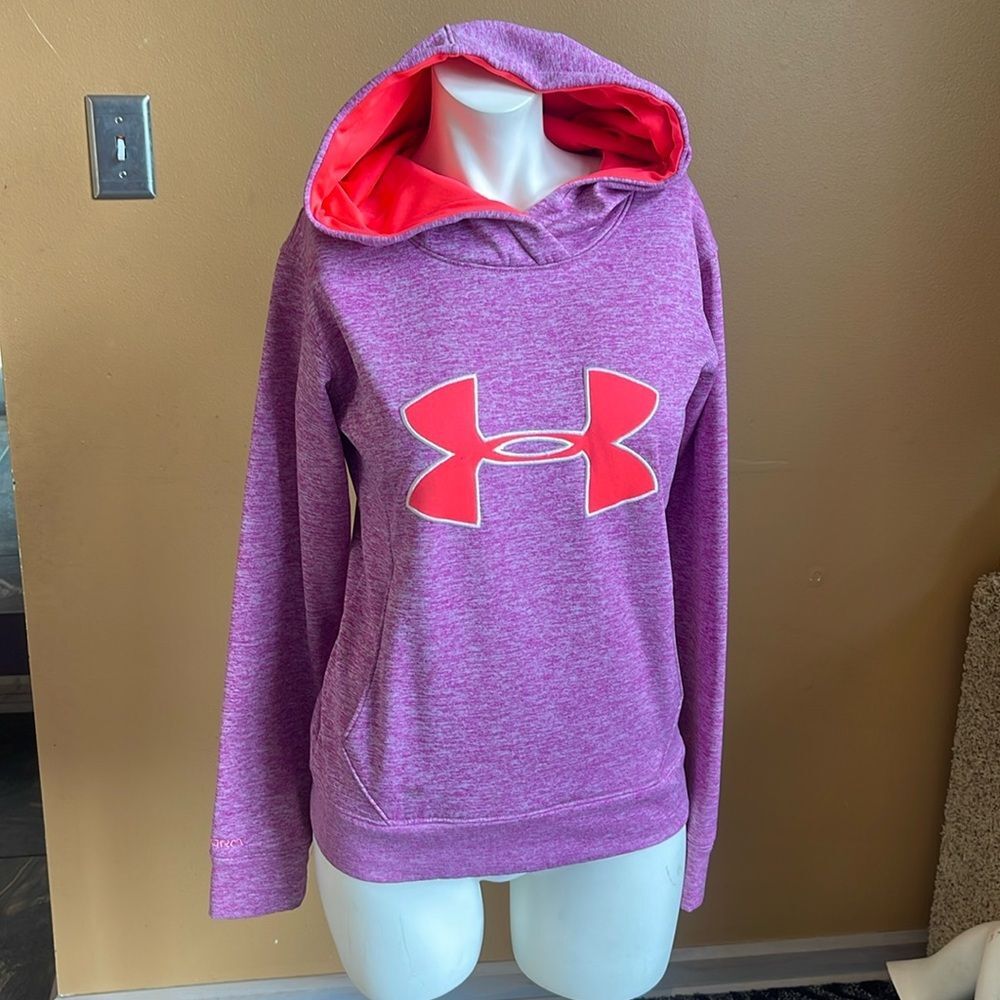 Under Armour UA Storm Cold Gear Hoodie Size XS Purple Violet Heather Neon Pink
